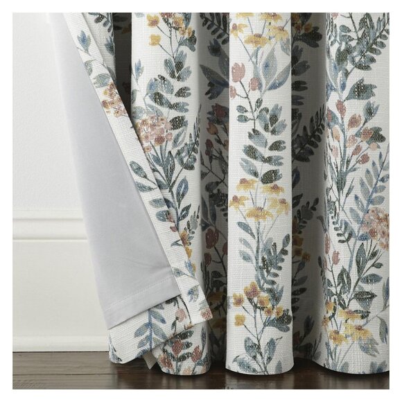 NEW Linden Street Blackout Single Curtain Panel Multi Floral Green Blue 50x108 - Picture 4 of 10